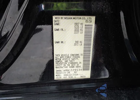 2016 Nissan Altima 2.5/2.5 S/2.5 Sl/2.5 Sr/2.5 Sv from USA, damaged, VIN 1N4AL3AP8GC229534